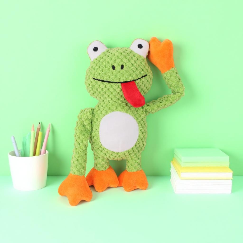 Chew-Resistant Plush Frog Dog Toy Bite-Proof Stress-Relieving Pull-Interactive Pet Toy with Squeaker for Aggressive Chewers