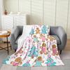 Gingerbread Xmas Flannel Blanket Blue Christmas Tree Candy Throw Blanket Western New Year Theme Cozy Throws for Bed Couch Sofa