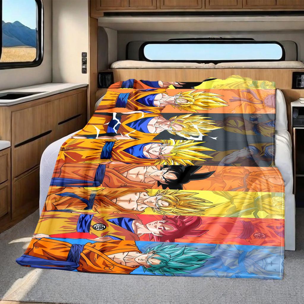 1 ks flanelová deka s potiskem DRAGON BALL, Vysoká kvalita, Pro všechna roční období, Domácí dekorace, Teplo a pohodlí, Perfektní jako vánoční dárky