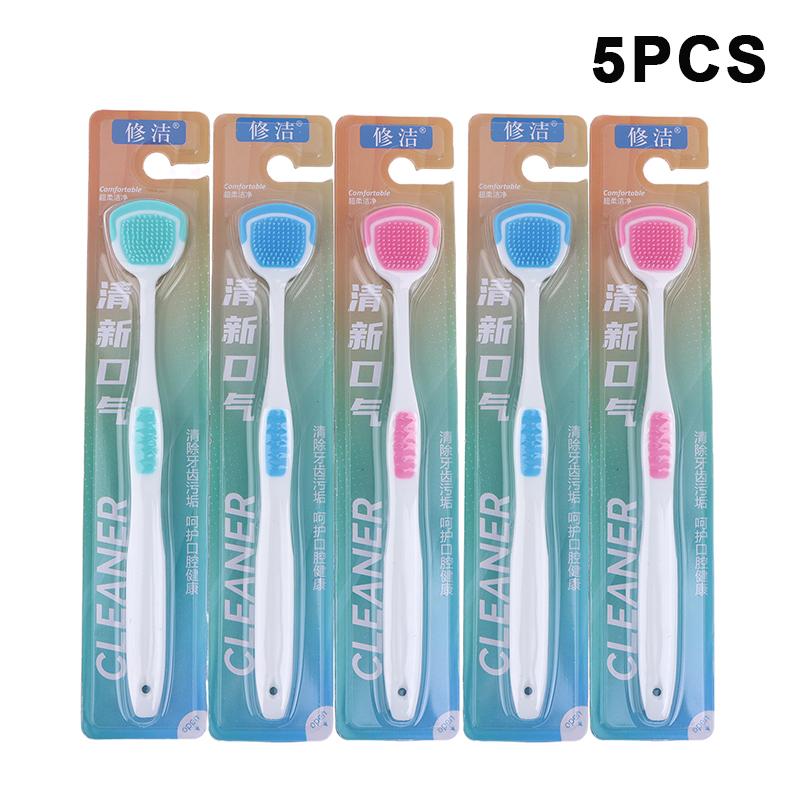 1/5Pcs Tongue Scraper Oral Cleaner Brush Soft Silicone Cleaning Tongue Toothbrush Mouth Fresh Breath Scraping Hygiene Care Tools