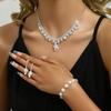 4pcs Women's Fashion Zircon Set Rhinestone Women's Earrings Necklace Bracelet Zircon Set Wedding Dress Banquet Party Accessori