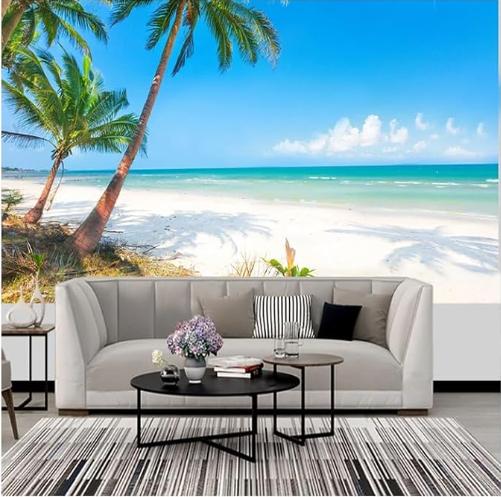 

Sea View Wallpaper Coconut Tree Landscape Wall Mural Living Room Sofa Background Wall Home Decoration Mural 200 cm(W) x 140 cm(H)