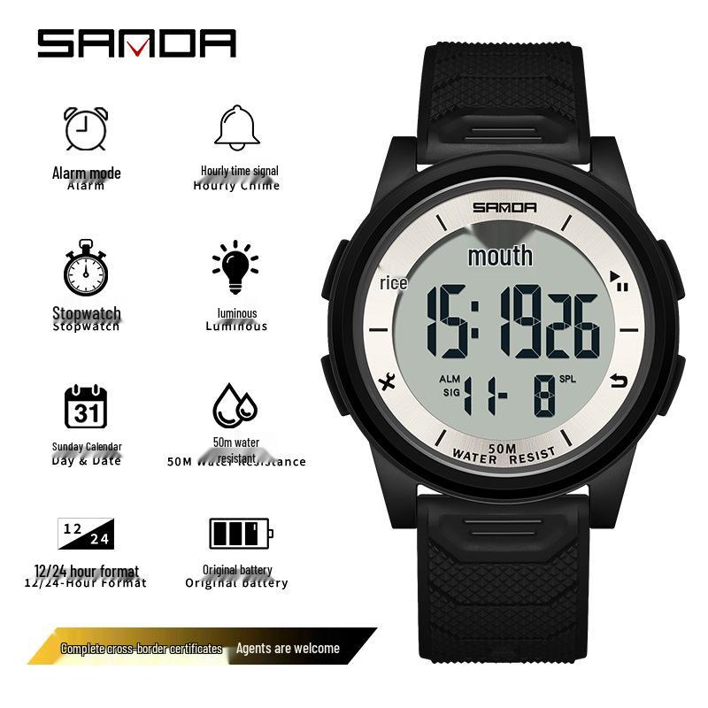 Sanda Leuchtende Wasserdichte Unisex Multifunktionale Armbanduhr: Trendig & Modisch für Jugendliche