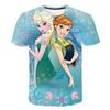 2026 Nieuw Zomer Disney Frozen 3D Print T-shirt Anna Elsa Print Meisjes Tops Frozen Sneeuwkoningin Anna Elsa Cartoon Print Shirts