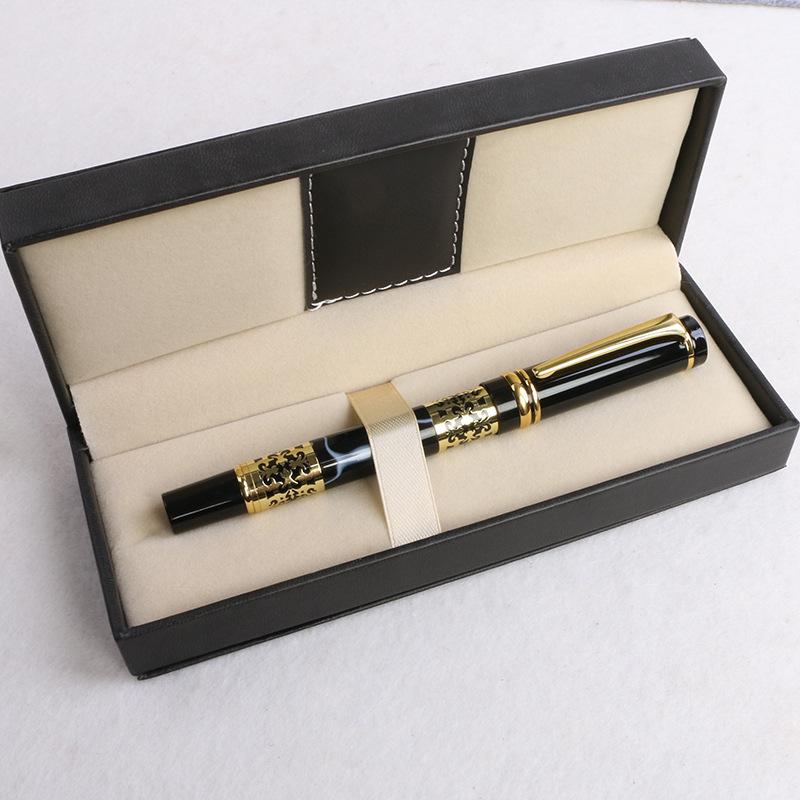 Chinese Enterprises Supply Iridium Nib Acrylic Metal Gifts Pen Leather Gift Box Set Business Signature Pen Ballpoint Pen