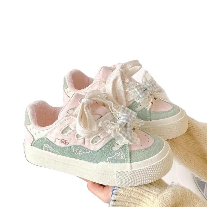 Dopamine Bread Little White Shoes Women's 2025 Spring New Platform Casual Niche Bow Versatile Cute Board Shoes