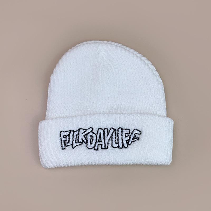 American Retro Hip Hop Embroidered Letter Knitted Hat Men And Women Warm Hip-Hop Rap Pullover Hat 54-58cm