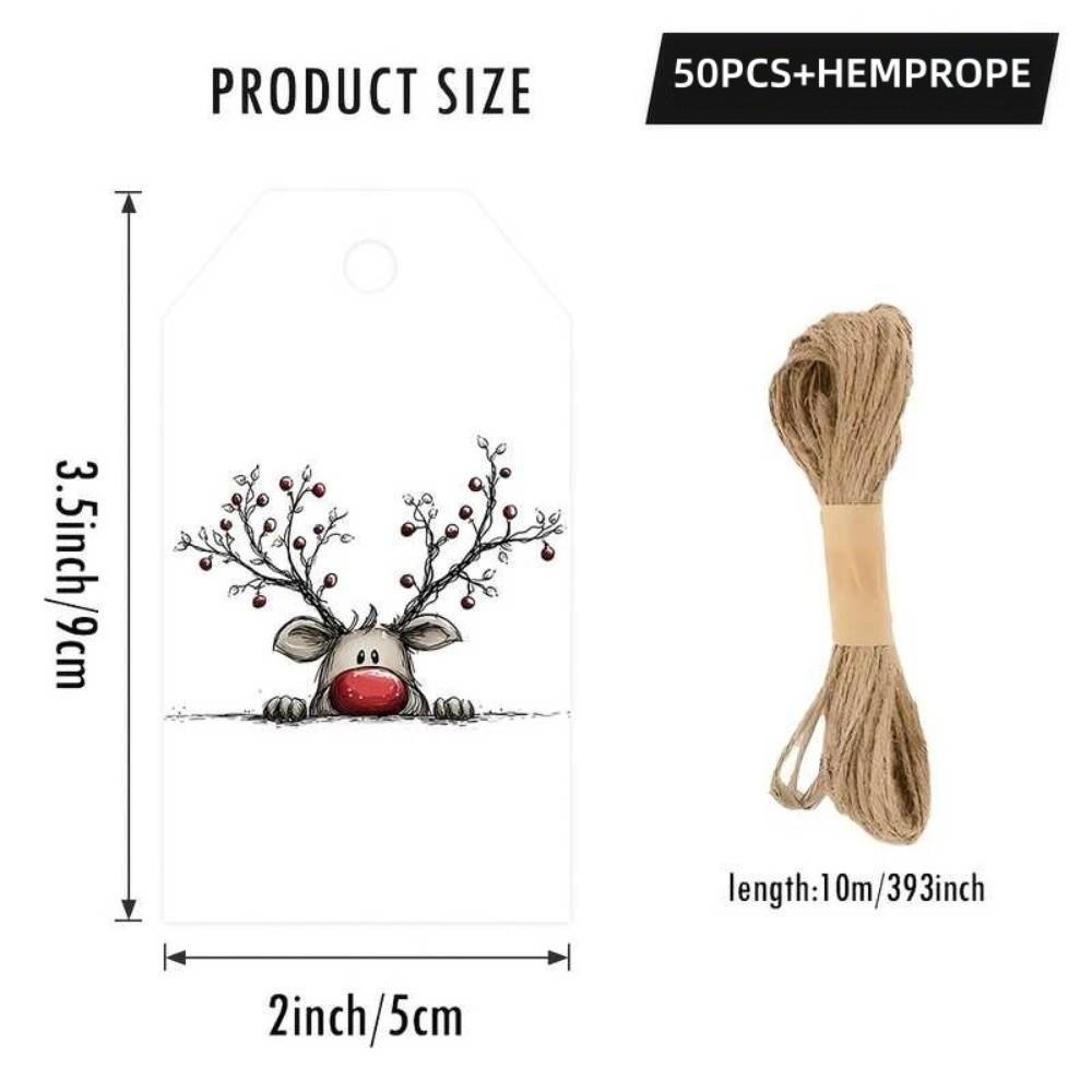 50 Sheets Handmade 3D Effect Label 10m Rope Paper Hang Tags  Clothes Packaging