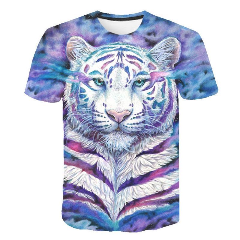Summer Colorful Tiger 3D Digital Printed Animal T-shirt Men's Women's Short Sleeves Shirt