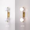 Stylish two-light wall light, brass and glass, for bathrooms and living rooms. G9 Gold, retro and modern, indirect lighting. WALL-LAMP-19-JP-A