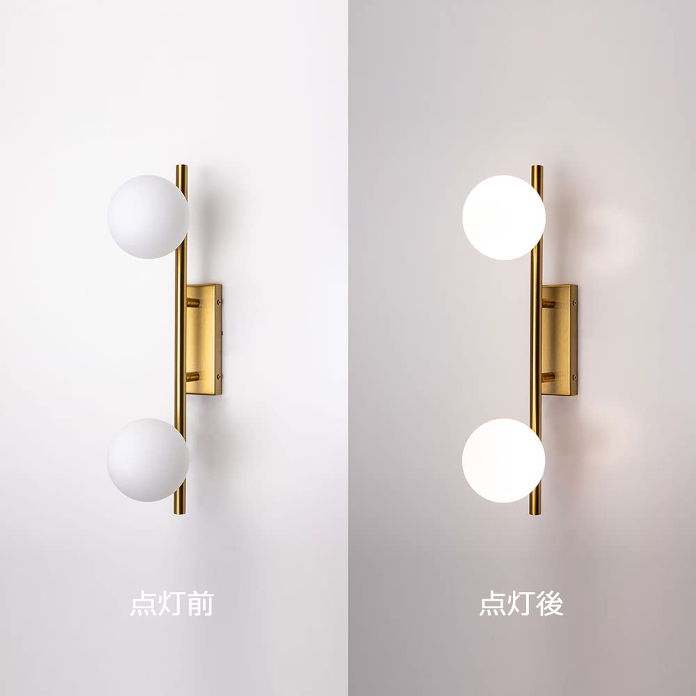 Stylish two-light wall light, brass and glass, for bathrooms and living rooms. G9 Gold, retro and modern, indirect lighting. WALL-LAMP-19-JP-A