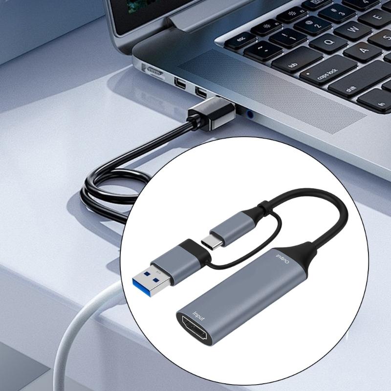 4K Video Capture Card USB+Type C to HDTV Video Recorder for Game Camcorder Camera Recording Live Streaming