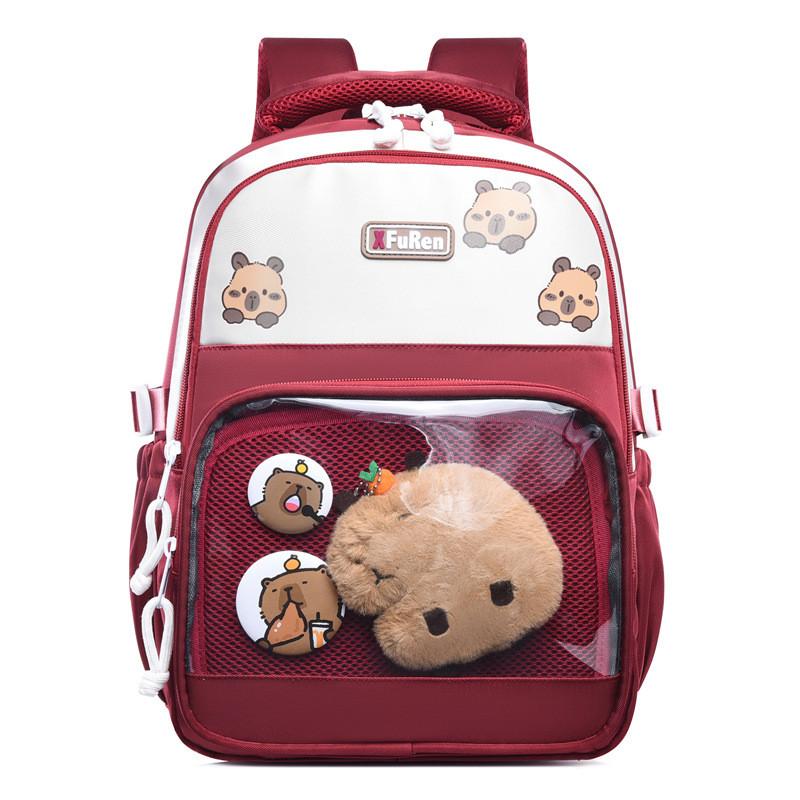 Capybara Animal Pattern School Bag With Durable Oxford Material And Ergonomic Design For Boys And Girls