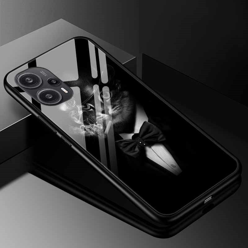 Tempered Glass Phone Case For Xiaomi Poco F5 5G F5Pro Cover Poco F5 Pro Redmi Note 12S 12C 12 4G Luxury Hard Back Bumper PocoF5