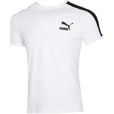 Puma T-shirt a Maniche Corte con Stampa a Blocchi di Colore a Contrasto Girocollo Uomo Top Bianco 532291-02