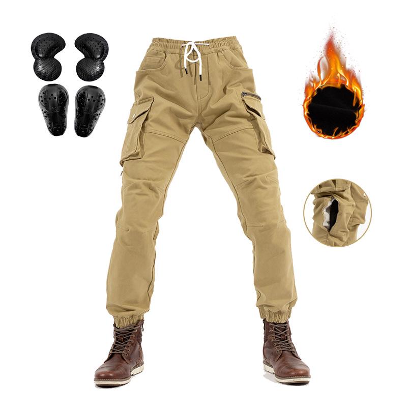 Men's Winter Windproof Motorcycle Fleece Riding Pants - Slim Fit, Anti-Fall Racing Joggers.