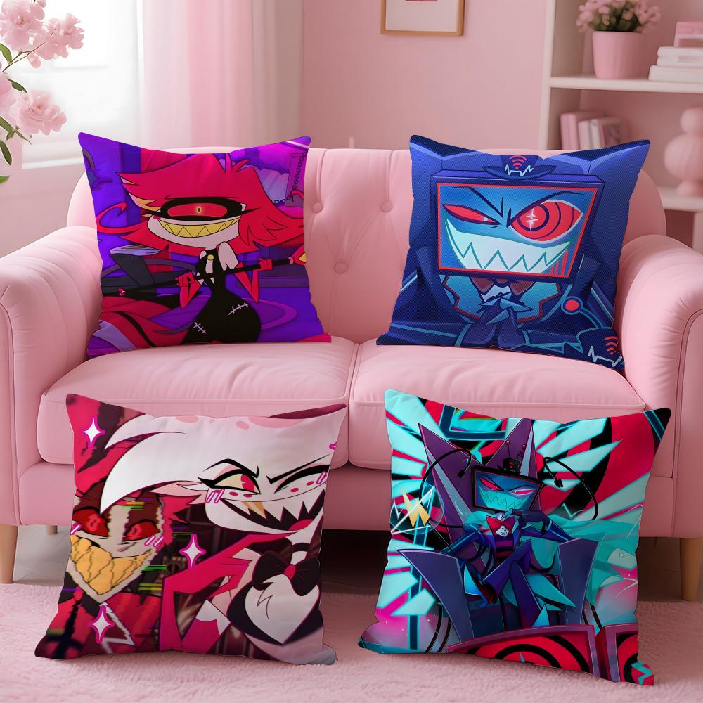 cartoon Hazbin Hotel Cushion Cover Cushion Cover Set 4Pcs 50x50 45x45 40x40 Pillowcase Decorative Sofa Home Decor