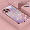 Pink Maple Leaf Pattern Pink Metallic Tempered Glass Phone Case For iPhone 11 12 13 14 15 16 17 Pro Max 15 Plus 17 Air 16E Cover