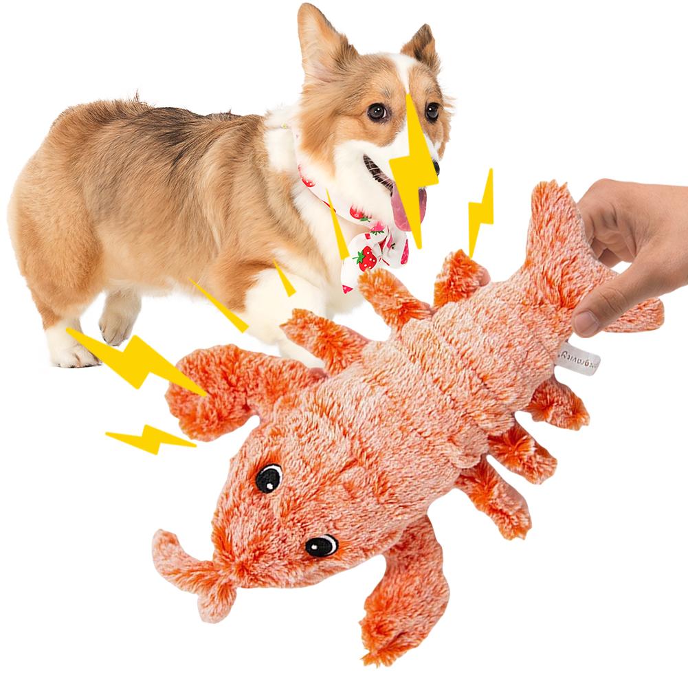 Electric Jumping Lobster Cat Toy Shrimp Moving Simulation Lobster Plush Toys Interactive Dog Toys for Pet Cat Stuffed Animal Toy