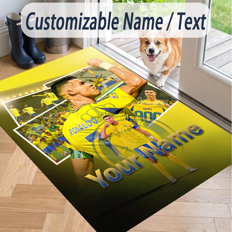 Custom Text Printed Rug Cristiano Ronaldo Non Slip Floor Carpet For Home Room Decor