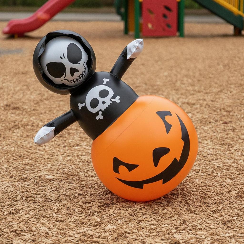 Inflatable Skeleton Pumpkin Sturdy Stack Bright for Entryway