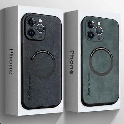 For Magsafe Luxury Leather Shockproof Phone Cases For iPhone 16 15 14 13 12 11 Pro Max 16e Plus Magnetic Wireless Charging Cover