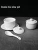 Bird's Nest Ceramic Stew Pot with Lid, Steaming Bowl, Double Boiler, Pure White, for Soup & Steamed Egg