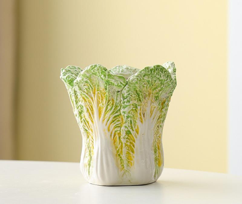 

Storage tube, high-end ceramic cabbage pen holder ornament, high-value cosmetics, lipstick, desktop storage box. светло-зеленый