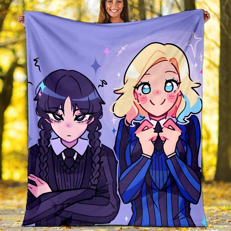 1pc Addams Family Wednesday7 Theme Blanket - Digital Print, Polyester, Cozy for All Seasons, Perfect for Outdoor, and Travel