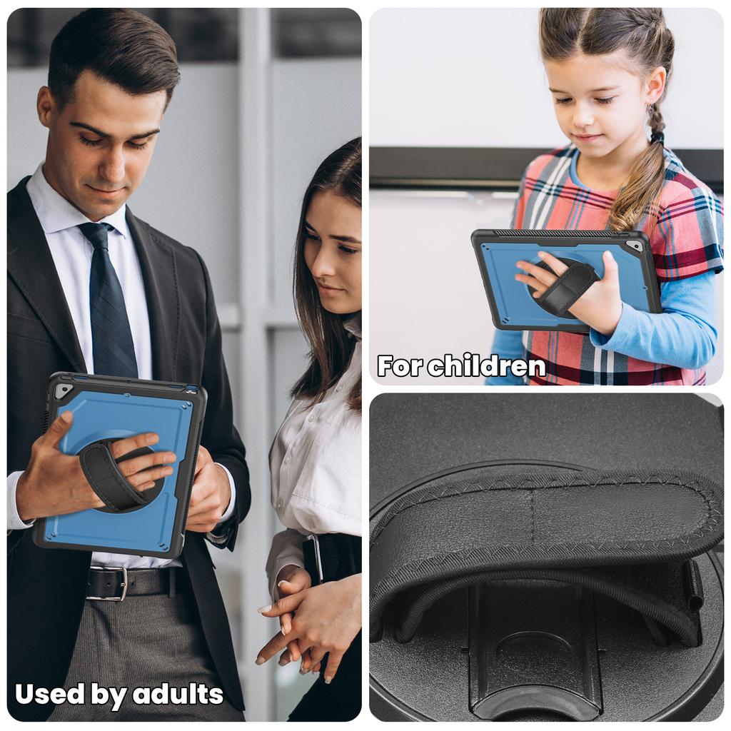 Tablet Case For iPad 10.2 (2021)/(2020)/(2019)/Air 10.5 Inch (2019)/Pro 10.5-inch (2017) PC+TPE Cover with Shoulder Strap