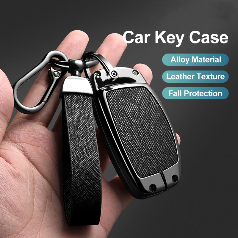 Zinc Alloy Leather Car Key Cover Fits For Modern Ix35 Ix25 Ix45 Tucson Sonata Rena Creta Verna Solaris Mistra Elantra Key Chain