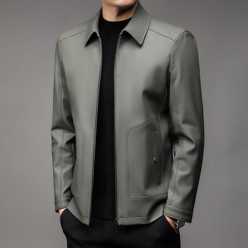 Genuine leather jackets for men, sheepskin spring and autumn new motorcycle leather jackets, lapel autumn clothes