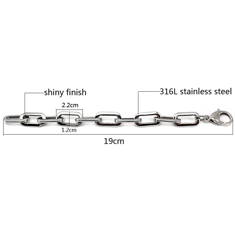 

Fashion Chunky Link Chain Necklace Stainless Steel Flat O Design Silver Color Unisex Jewelry Accessory