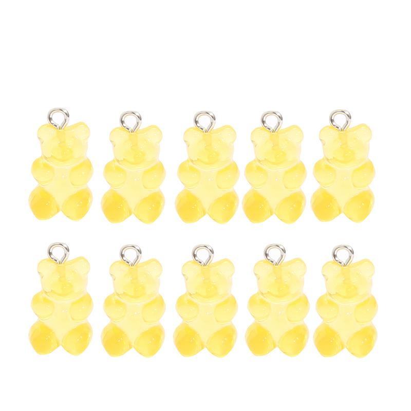 10pcs Resin Candy Color Bear Charms Pendant Beads for Necklace Bracelet Jewelry Making