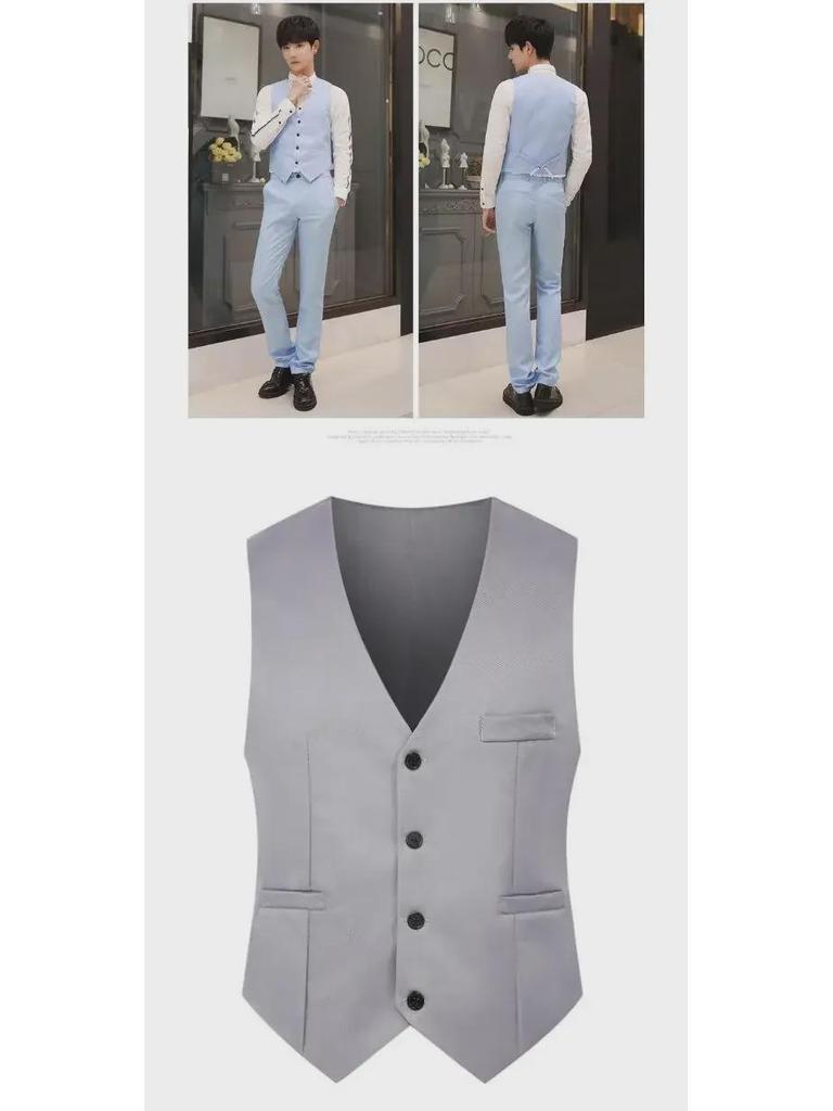 Gilet de costume pour homme coupe slim style coréen - Nouveau design sans repassage