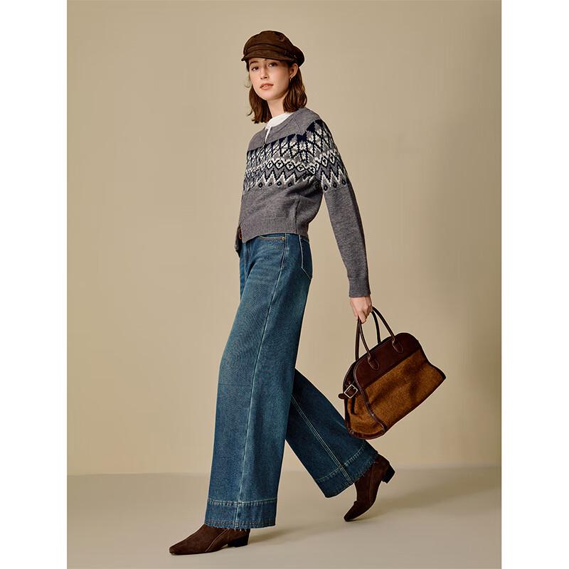 INMAN Fleece-Lined Washed Wide-Leg Denim Jeans