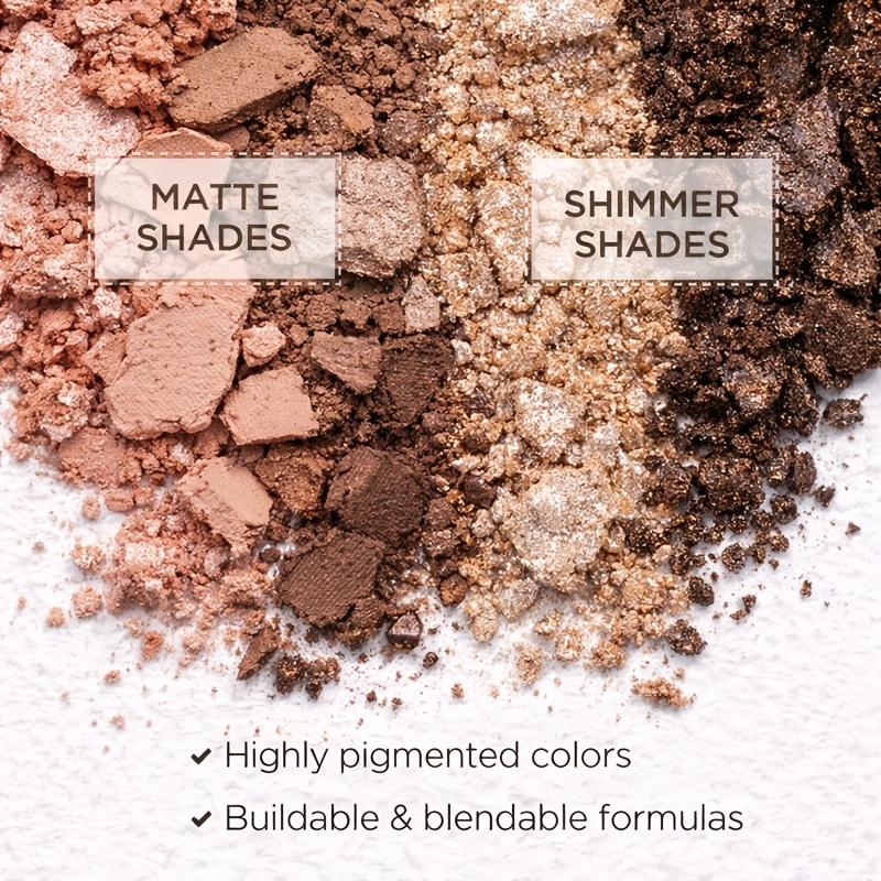 12 Color Neutral Eyeshadow Palette, Matte and Shimmer Eyeshadow Set, Waterproof Smudge Proof, Highly Pigmented Blendable Makeup for All Skin Tones