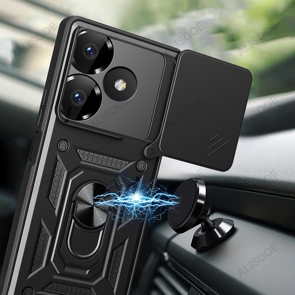 Slide Camera Funda for Redmi 13 4G Case Push Lens Ring Stand Protect Cover for Xiaomi Redmi 13 4G Shockproof Capa