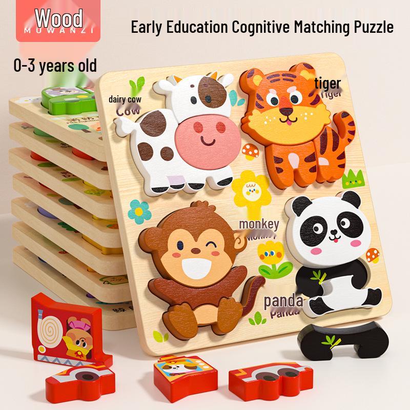 

Montessori Wooden Animal Puzzle Toy for Toddlers - Educational Shape Matching Gift for Ages 3+
