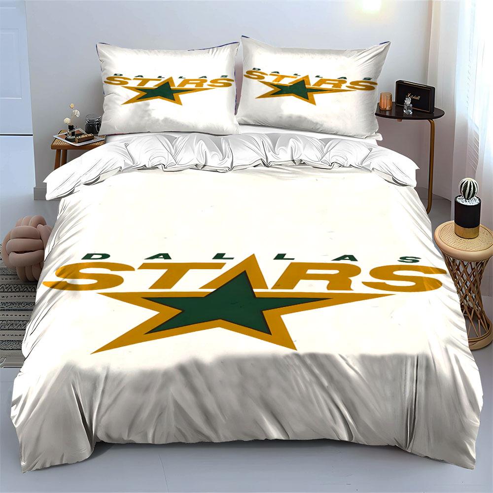 Dallas Stars Green and Gold Logo Design Print Bedding Set Duvet Cover Pillowcases (1* Duvet Cover 2* Pillowcases Do Not Include Comforter)