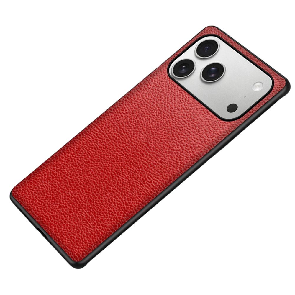 For iPhone 17 Pro Max Case Litchi Texture PU Leather Coated PC + TPU Protective Phone Back Cover
