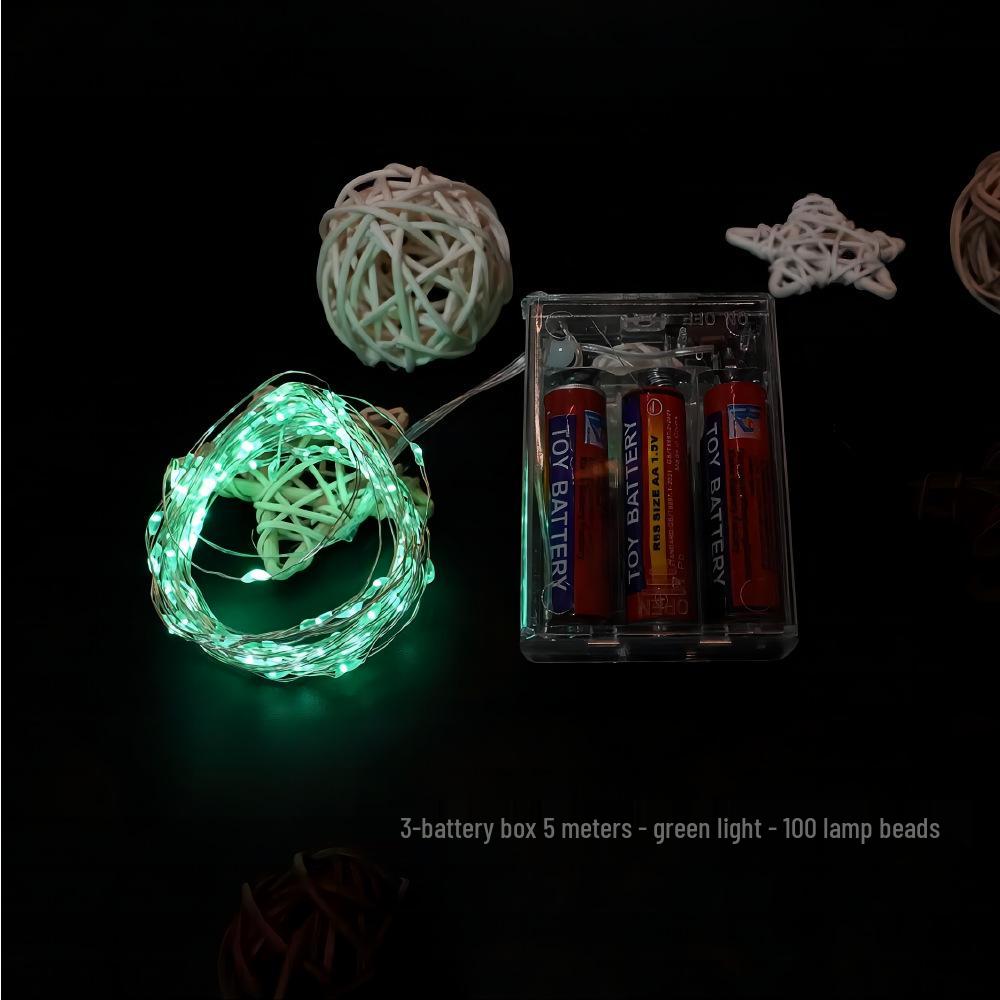 Bobo Ball 5m LED String Lights: 100 Beads, Encrypted Battery Box, Copper Wire for Festive Christmas Decoration
