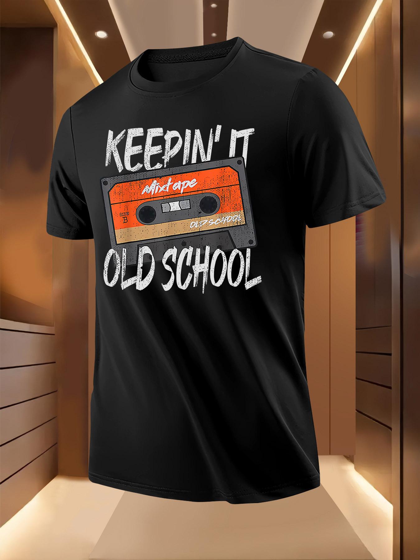 Retro Cassette Tape Print Tshirt - Casual Short Sleeve Cr... XXXL