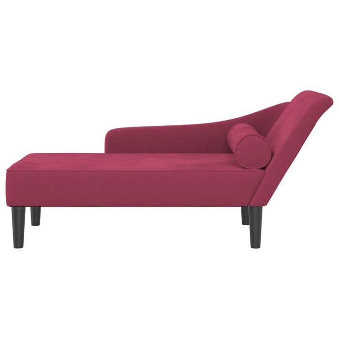 VidaXL Chaise longue avec coussins rouge bordeaux velours, canapé rembourré, canapé pour chambre à coucher, canapé à 2 4007592
