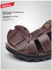 Men's Genuine Leather Non-Slip Beach Sandals - Casual, Breathable, Versatile Summer Shoes for Middle-Aged and Elderly.