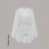 Women's 2025 White Lace-Up Button Ruffle Dress