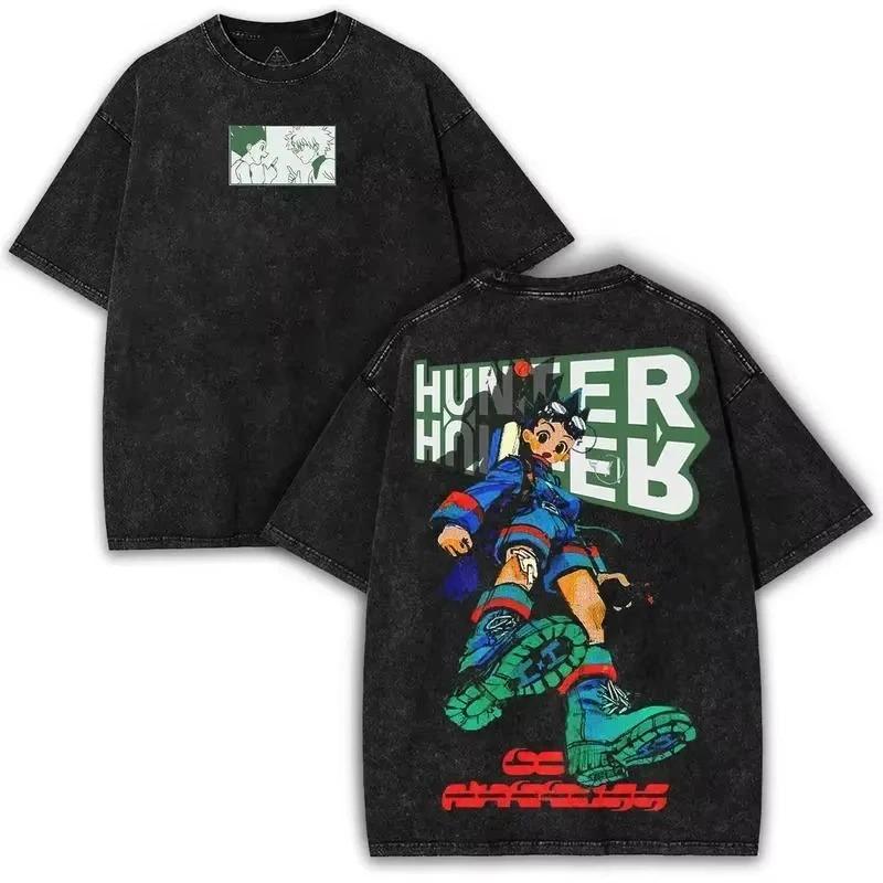 Hot Selling HUNTERHUNTER Shizuku Murasaki Print TShirt Unisex Vintage Washed Loose Top Casual Cotton New Summer Tee