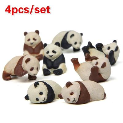 4 peças/conjunto de mini animais panda de desenho animado micro paisagem estatueta decoração resina ornamento jardim miniatura