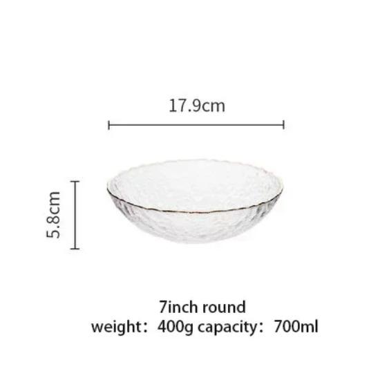 

Салатница Nordic Golden Border Прозрачная стеклянная тарелка для фруктов Десертная круглая квадратная миска Столовая посуда Обеденные тарелки Обеденные тарелки