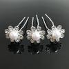 5Pcs Fashion Metal Pearl Flower Hairpin Stick Headwear U-shaped Rhinestone Hair Clip Headdress Bridal Hairpin Wedding